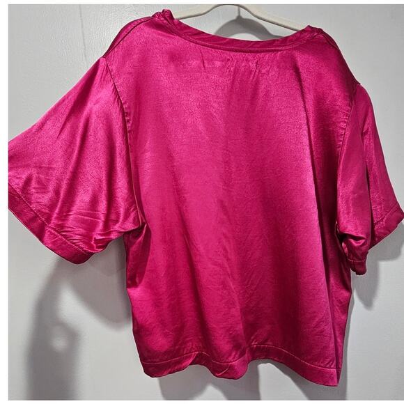 Michael Lauren Satin Top, 100% Viscose Satin, Koen Cosmos Violet, Sz S - Picture 3 of 9